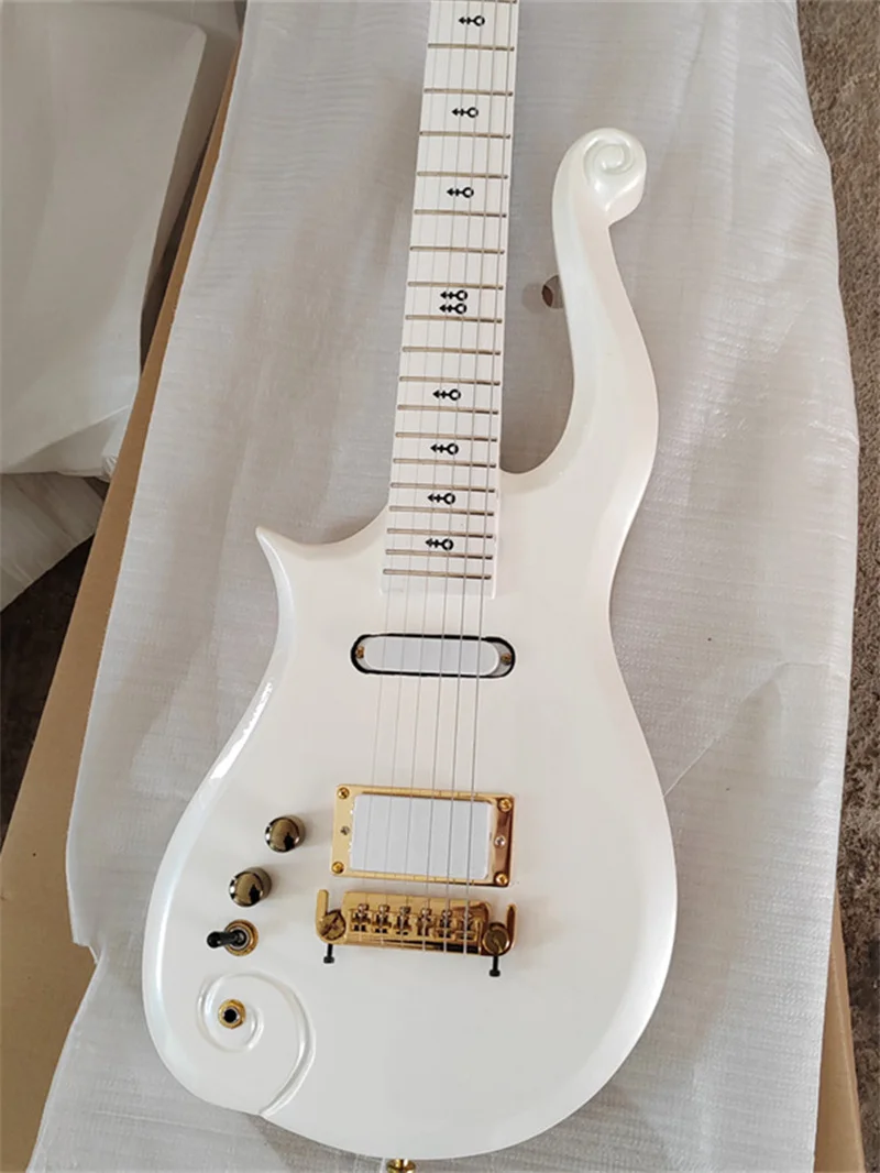 Left Hand Prince Electric Guitar, Pearl White Paint, Can Be Customized Colors, Available in Stock, 6 Strings