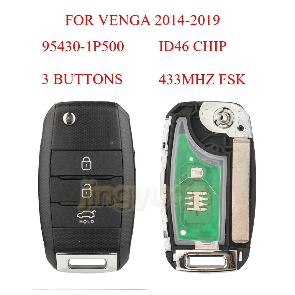 

Jingyuqin 3 кнопки ID46 ЧИП 95430-1P500 RKE-4F13 дистанционный автомобильный брелок 433 МГц для KIA Venga 2014 2015 2016 2017 2018 2019