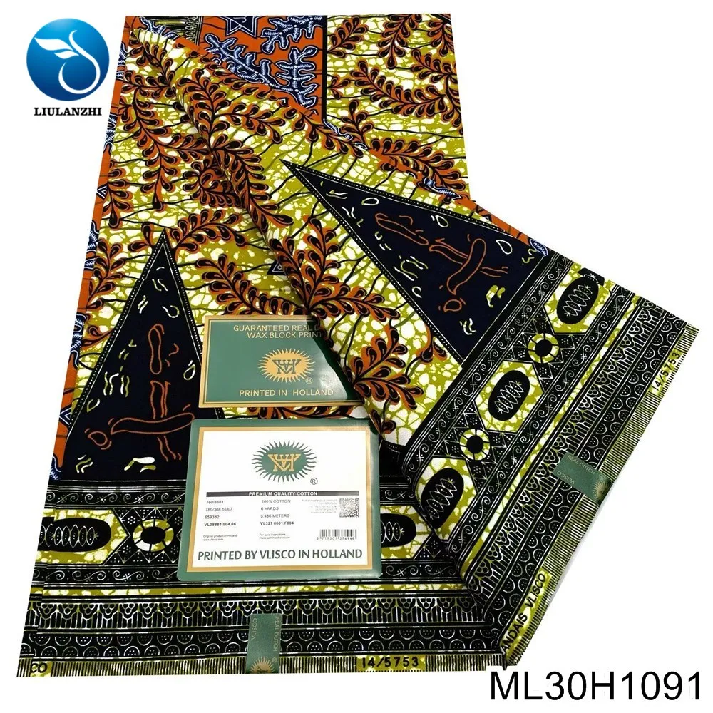 

2025 New Nigeria Authentic 100% Cotton Ordinary Dutch Batik Printed Wax with African Fabric Noble Party Dress ML30H1091