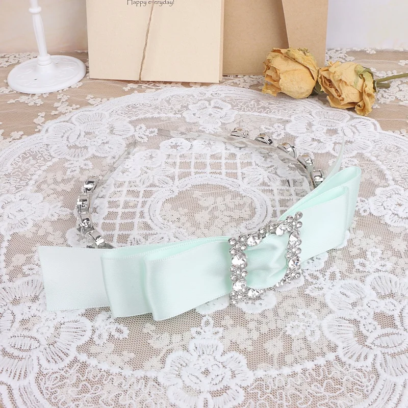 Handmade Sweet Mine Series Big Bow Rhinestone Buckle High Skull Top Headband Girls Hair Accessories Cute Hairband Headwear