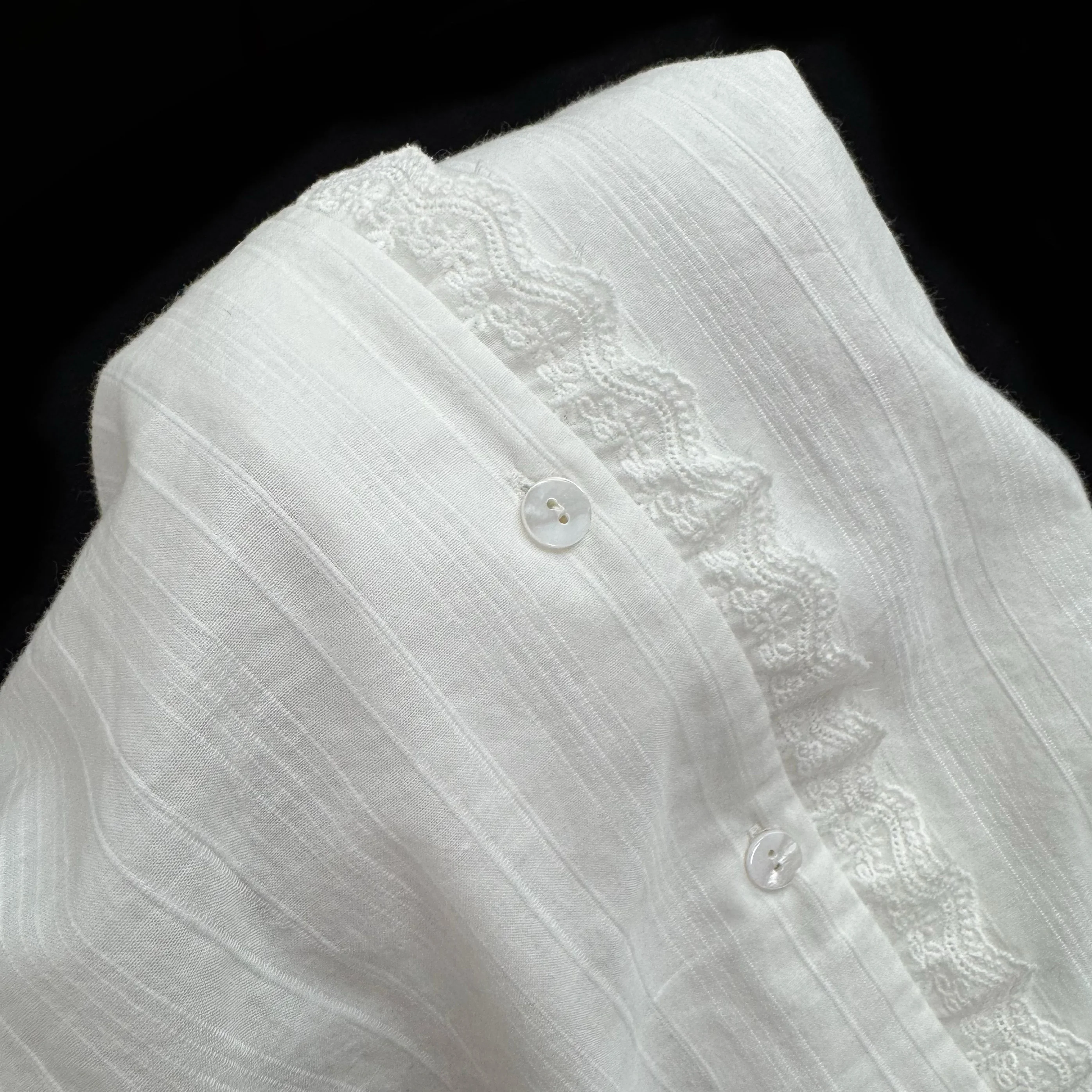 Pure Cotton French Lace Short-sleeved Pajamas Sweet Girl Lapel Casual Comfortable Soft Loungewear Set