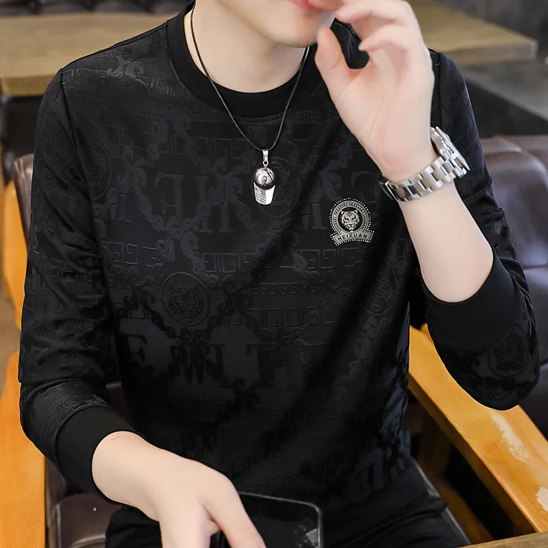 Fashion New Brand Breathable LongSleeved Men O-neck Tops Designer Cool Comfortable T-shirt Men's Clothing 2024 L-5XL