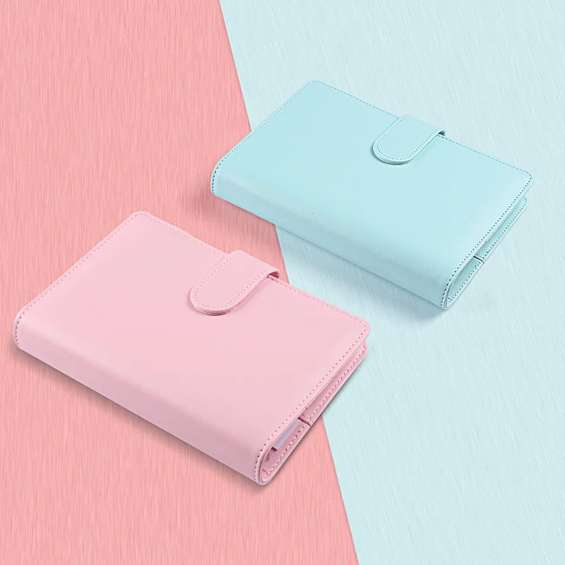 Macaron Loose-Leaf Notebook with Creative Cover PU Leather Loose-Leaf Budget Notebook for Cash Journaling