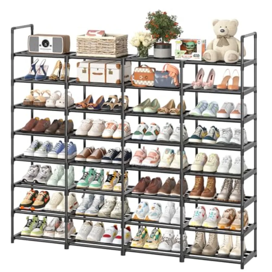 

8Tier Shoe Rack Large Capacity 64 Pairs Tall Shoe Shelf Sturdy Metal Shoe Organizer for Entryway Closet Bedroom Black