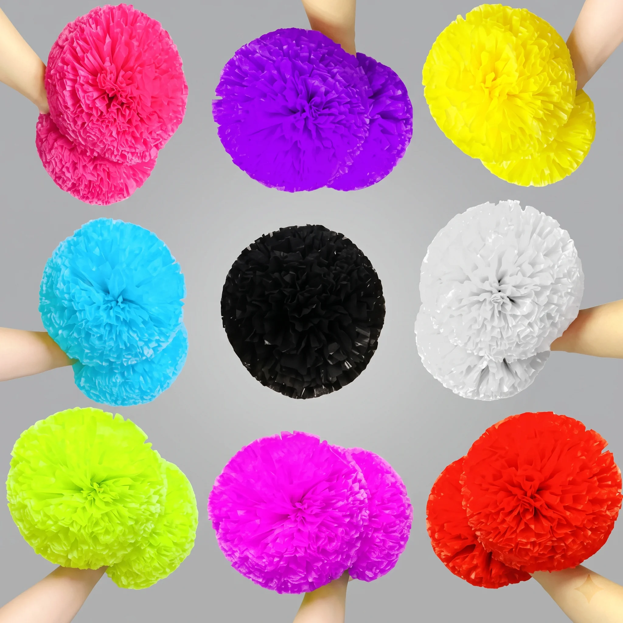 Colorful Cheerleading Pom Poms Handheld Dance Team Cheer Pompons Sports Competition Party Performance Accessory for Adults