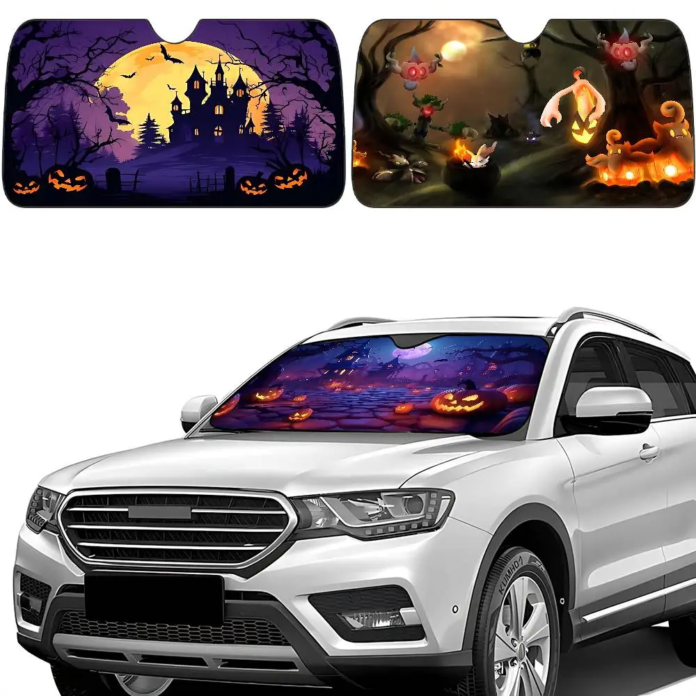

Halloween Car SunShade Windscreen Front Window Visor 70x130cm Sun Visor Solar Protect Plaid Gift Novelty Car