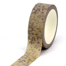 1X 10M Decor Vintage Leaves on Kraft Background Washi Tape for Diary Gift Wrapping Adhesive Masking Tape Cute Journal Stationery