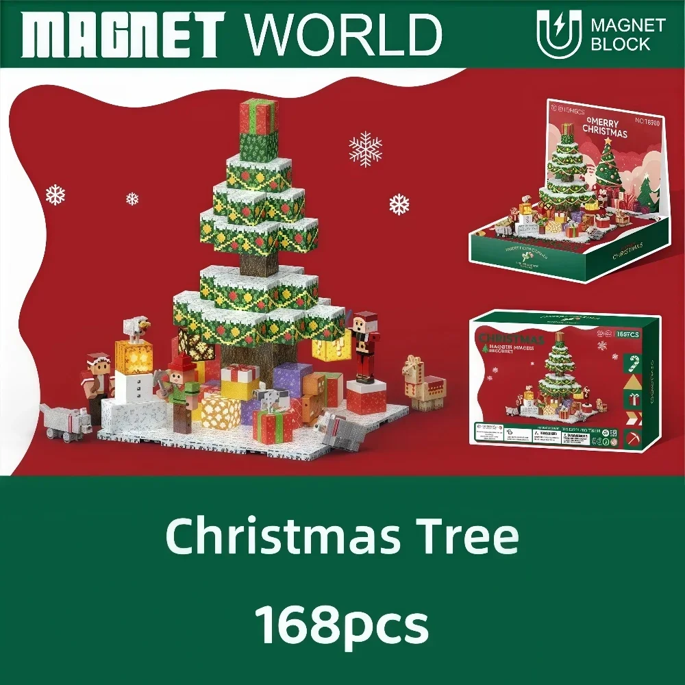 2025 ​ Creatieve Kerst Magnetische Tegels Bouwstenen MOC Model Bricks Creatief Speelgoed STEM Cadeau Voor Kinderen Verjaardagscadeau ​