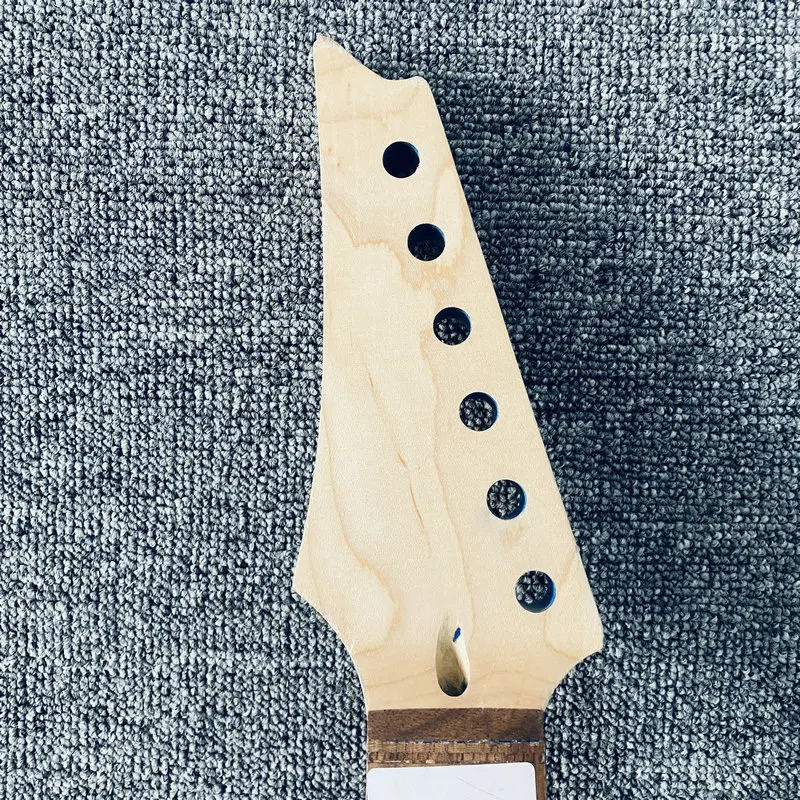 GN907 Unfinished Electric Guitar Neck No Frets No Paints for DIY Reversed Headstock Short Scales Length