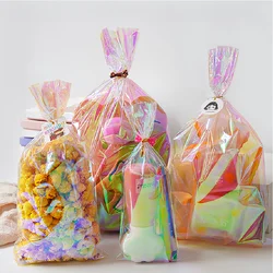 50pcs Iridescent film gift bag with twist ties - Rainbow Laser jewelry bags, Perfect for Biscuits & Candy packing