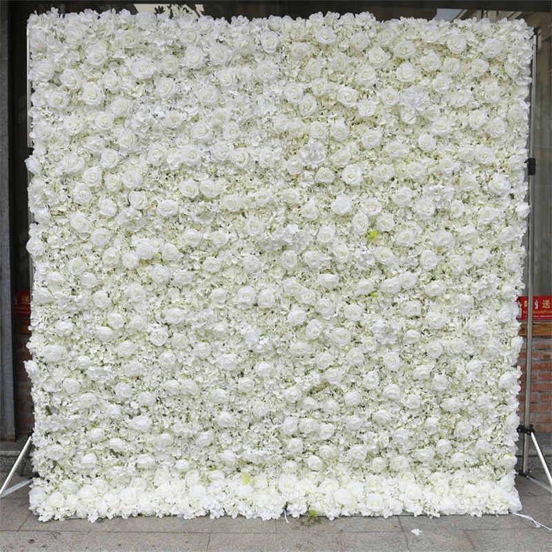 Flor de Rosa de seda para decoración del hogar, paneles de pared de flores artificiales blancas para decoración de bodas, telón de fondo de fiesta romántica