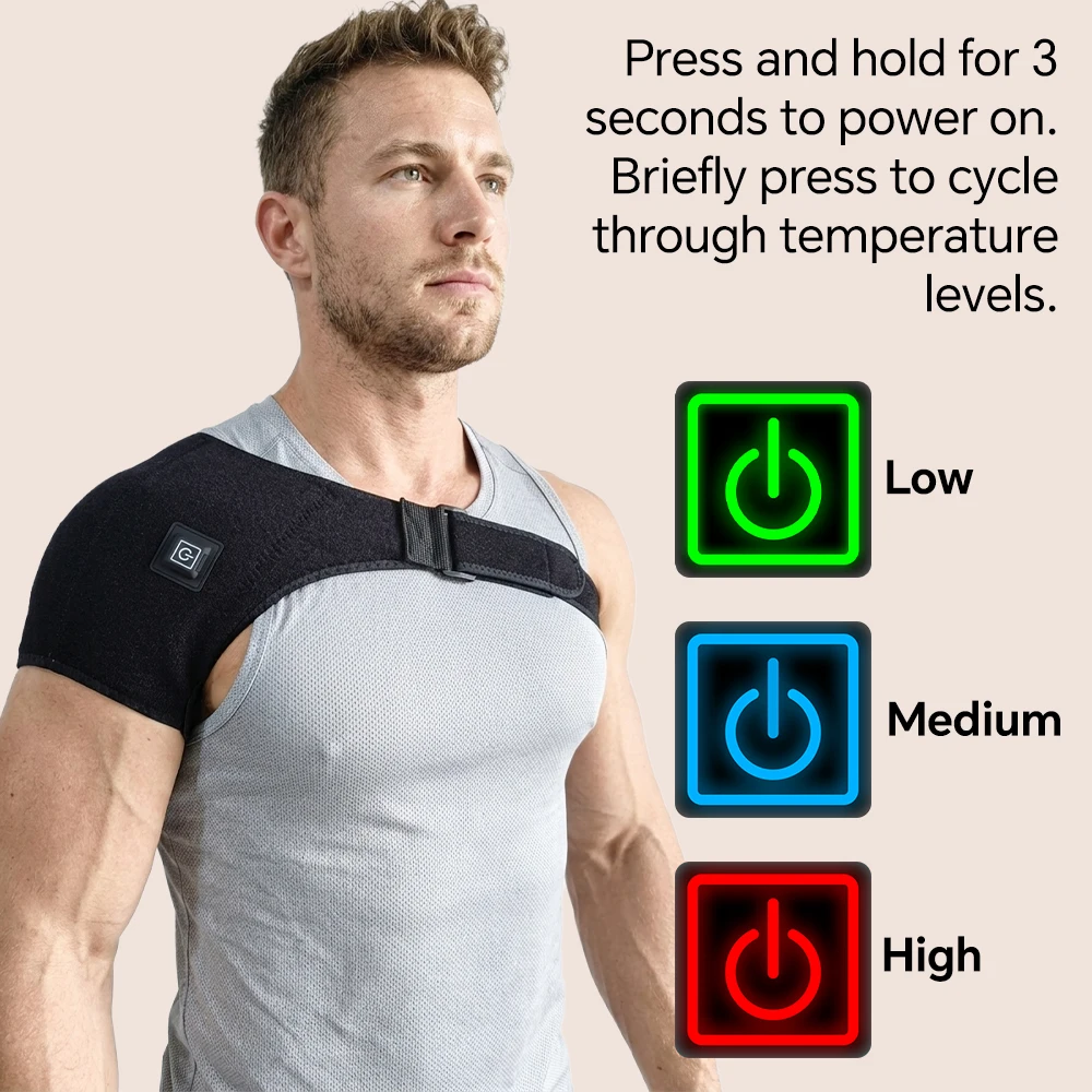 Electric Heated Shoulder Wrap, USB Powered Heating Shoulder Brace for Pressure Relief, Left & Right Shoulder Pad for Men & Women