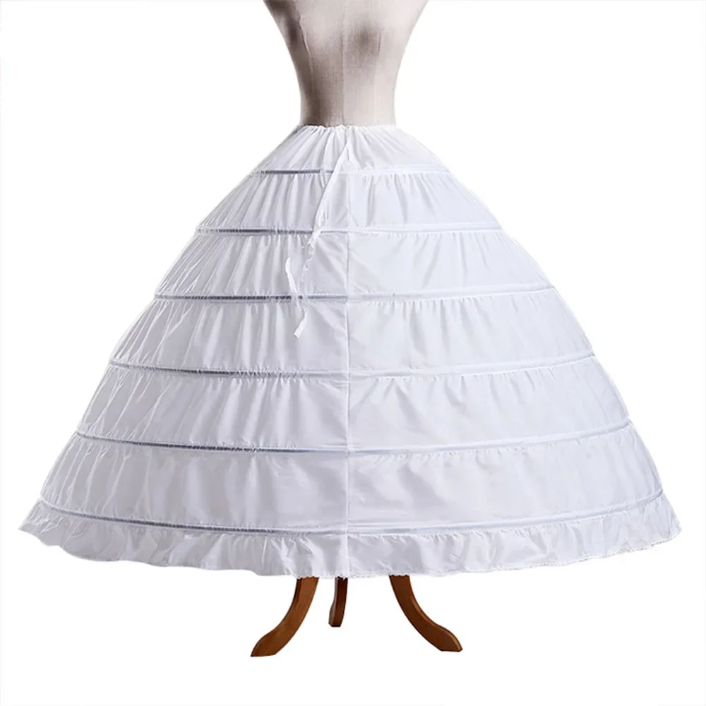 Ball Gown Petticoat Cheap White Black Crinoline Underskirt Wedding Dress Slip 6 Hoop Crinoline For Quinceanera Dress