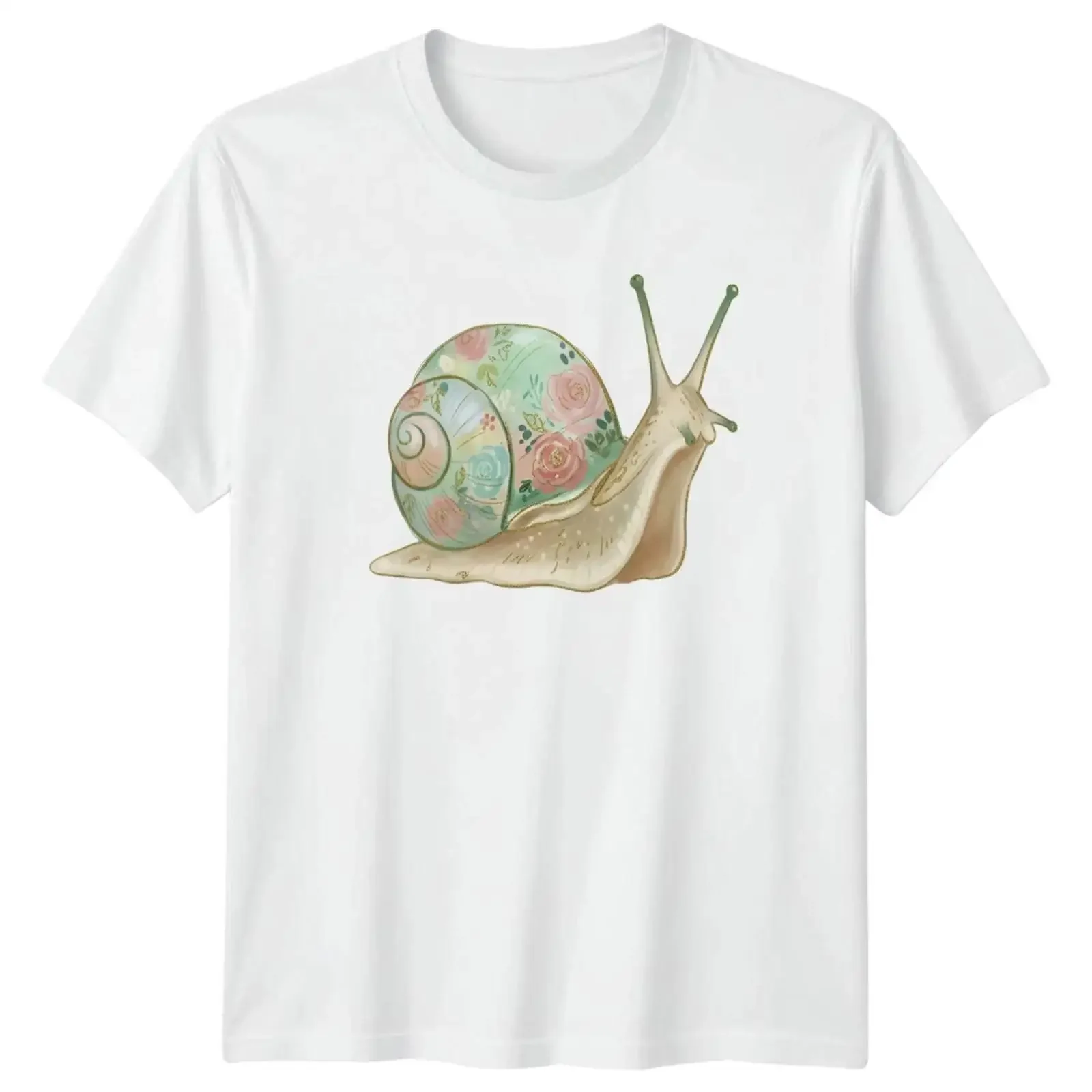 Blumen Schnecke Damen T Shirt Frühling Insekten Garten Geschenk für Sie vintage Washed Comfortable Casual Slightly Stylish