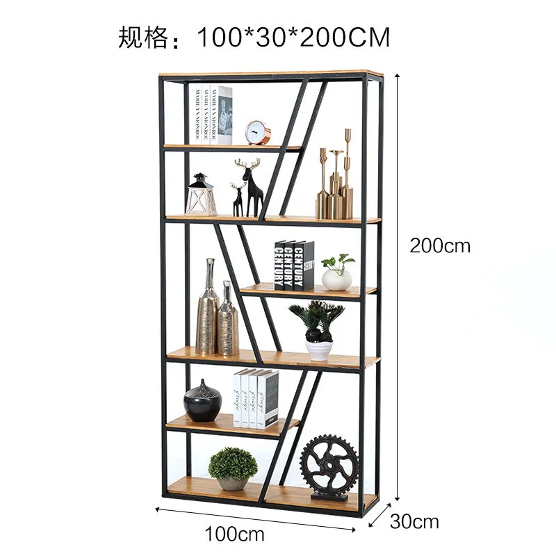 

Creative furniture shelf solid wood industrial style Nordic living room partition retro American loft wrought iron bookshelf