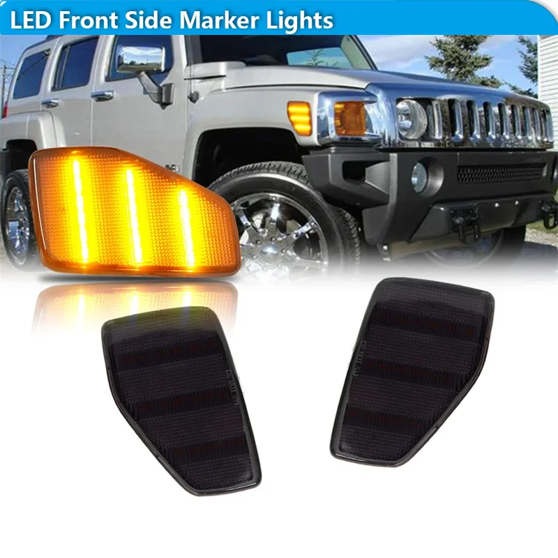 Para Hummer H3 2005 2006 2007 2008 2009 2010 y H3T 2009 2010 LED de coche guardabarros delantero marcador lateral luces de señal de giro luz de estacionamiento