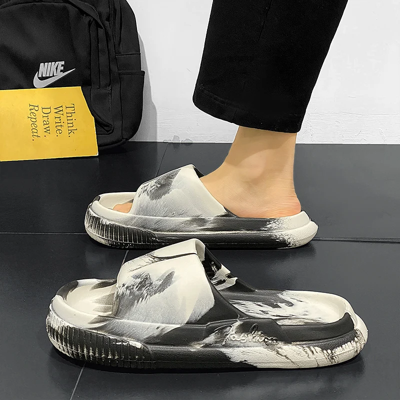 Original New Fashion Elements Design Splash Ink Pattern Simple Gradient EVA Platform Slippers Summer Men's Shoes Sandals