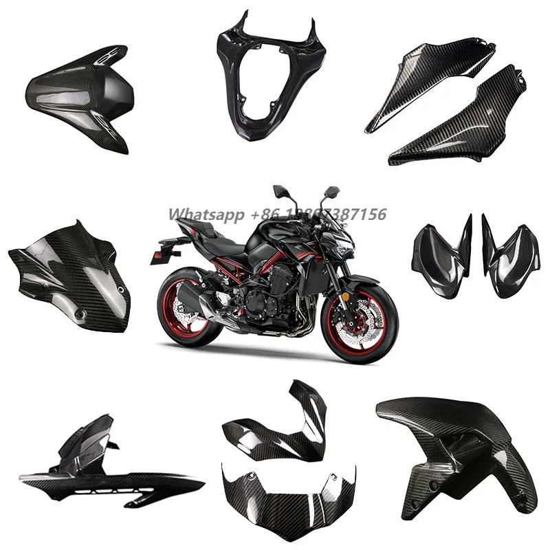 

For Z900 Motorcycle Full Set of Dry Carbon Fiber Front and Rear Fender Accessories Before and After Modification 2017+