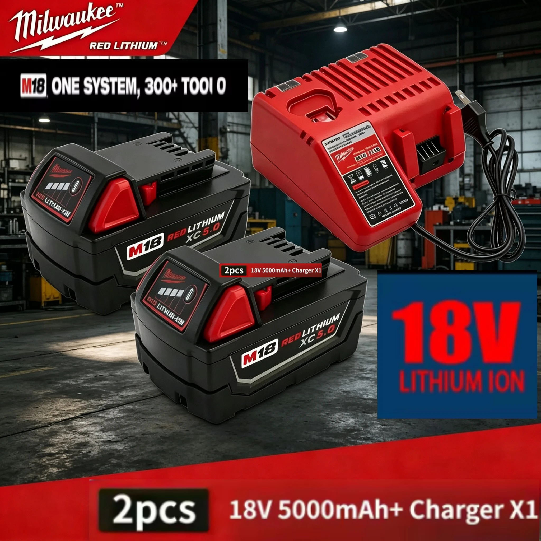 

Milwaukee M18 18V Battery Long Cycle Life Stable Output Li-ion Replacement For M18 Cordless Drill Grinder Circular Saw
