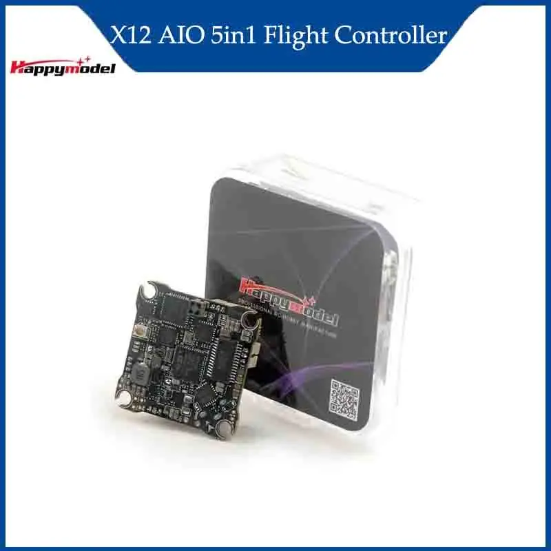 

HappyModel X12 AIO 5in1 Flight Controller Built-in 12A ESC and OPENVTX 400mW Support 1-2S ELRS For FPV Racing Drone Crux3 Crux35
