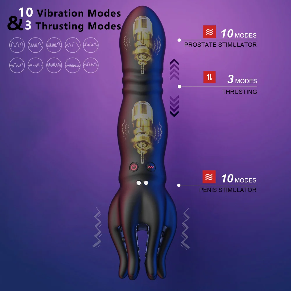 2-in-1 Vibrating Dildo Vagina Anal Butt Plug Vibrator Glans Stimulator Massager Sex Toys G-Spot Sex Toy For Women Men and Couple view 6