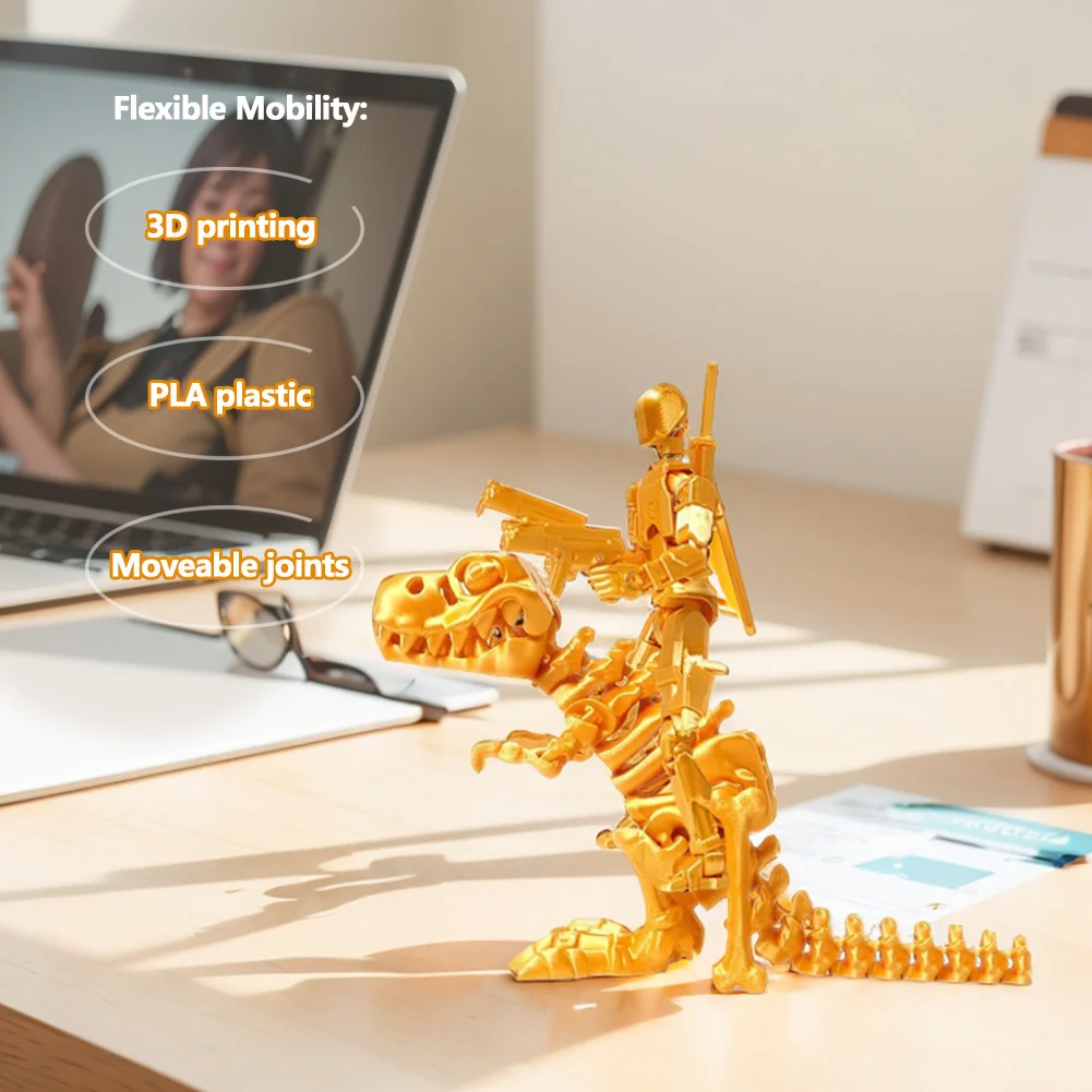 T13 액션 피규어와 공룡 마운트 세트 조립 완료 3D 프린팅 로봇 액션 피규어 드래곤 세트 수집가 선물용