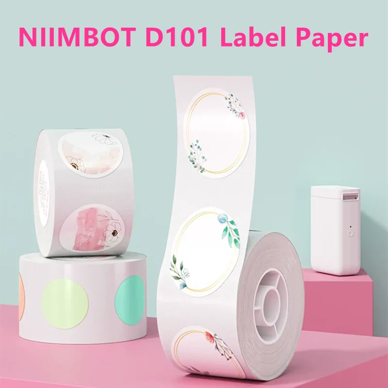 NIIMBOT Thermal Label Paper To D101 Label Printer White Color Transparent Sticker Round Label Marking Paper 20mm 25mm Width Tape