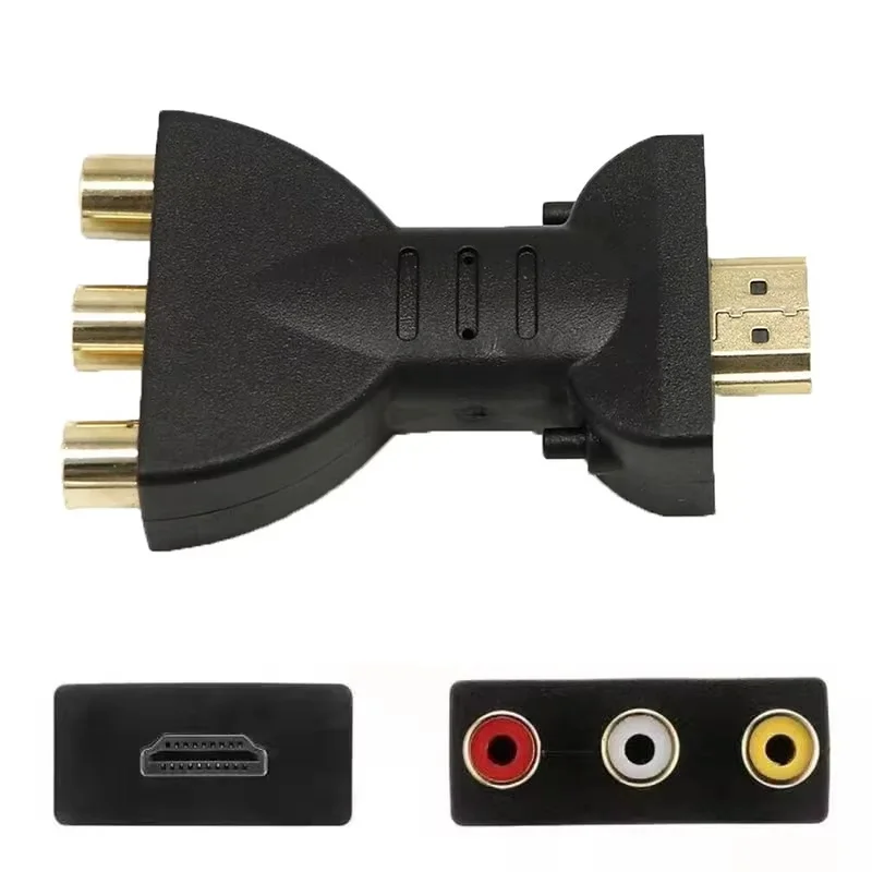 Adaptador de Audio y Video AV a HDTV, Conversor de Señal Digital HDTV a RCA Rojo/Blanco/Amarillo para TV HD, DVD, Proyector, Computadora