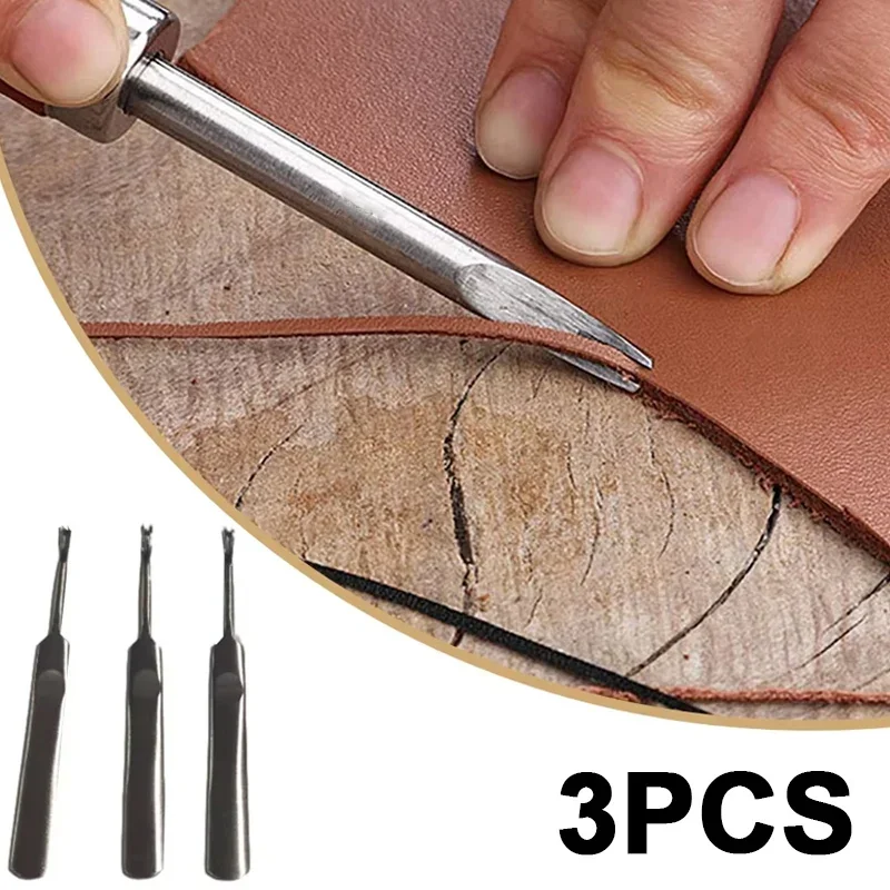 3 Pieces/Set Leather Manual Groovers U V Shape Grooving Slotting Tool Leathercraft DIY Crafting Handtool Handicraft Accessories