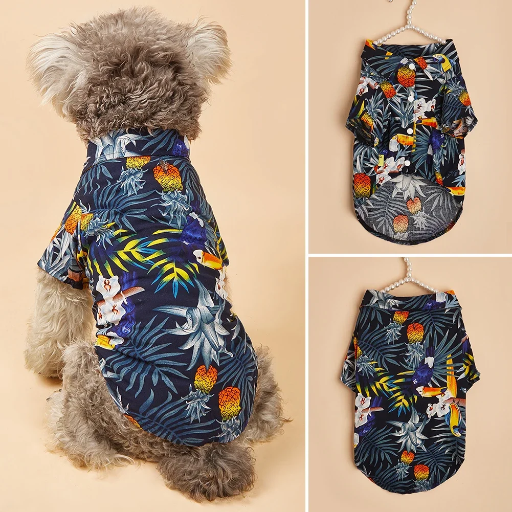 Hawaiian Style Leaf Printed Pet Beach Shirts Summer Dog Clothes for Puppy Small Large Cat Dog Chihuahua Costume Pets Clothing