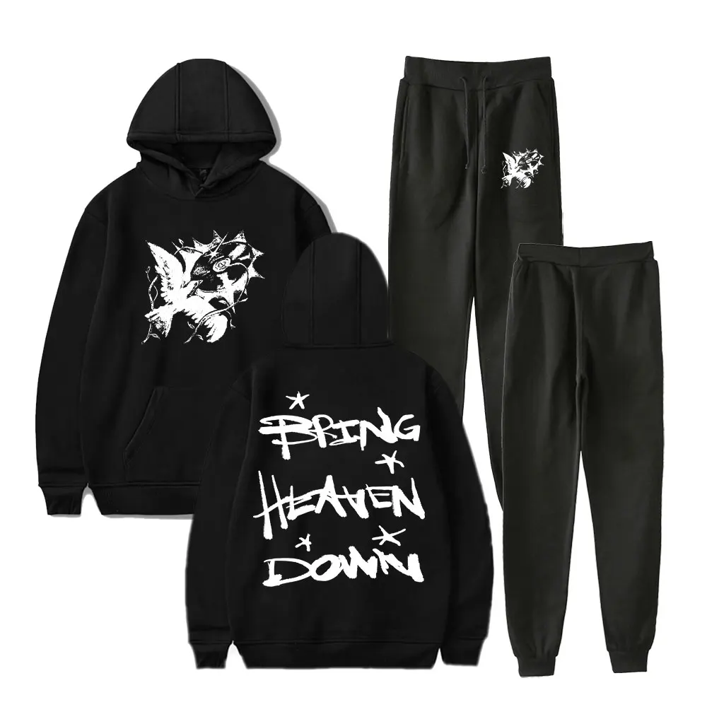 

Hulvey Bring Heaven Down Hoodie Unisex Jogger Pants Casual Two Piece Set Women Men Sweatsuits