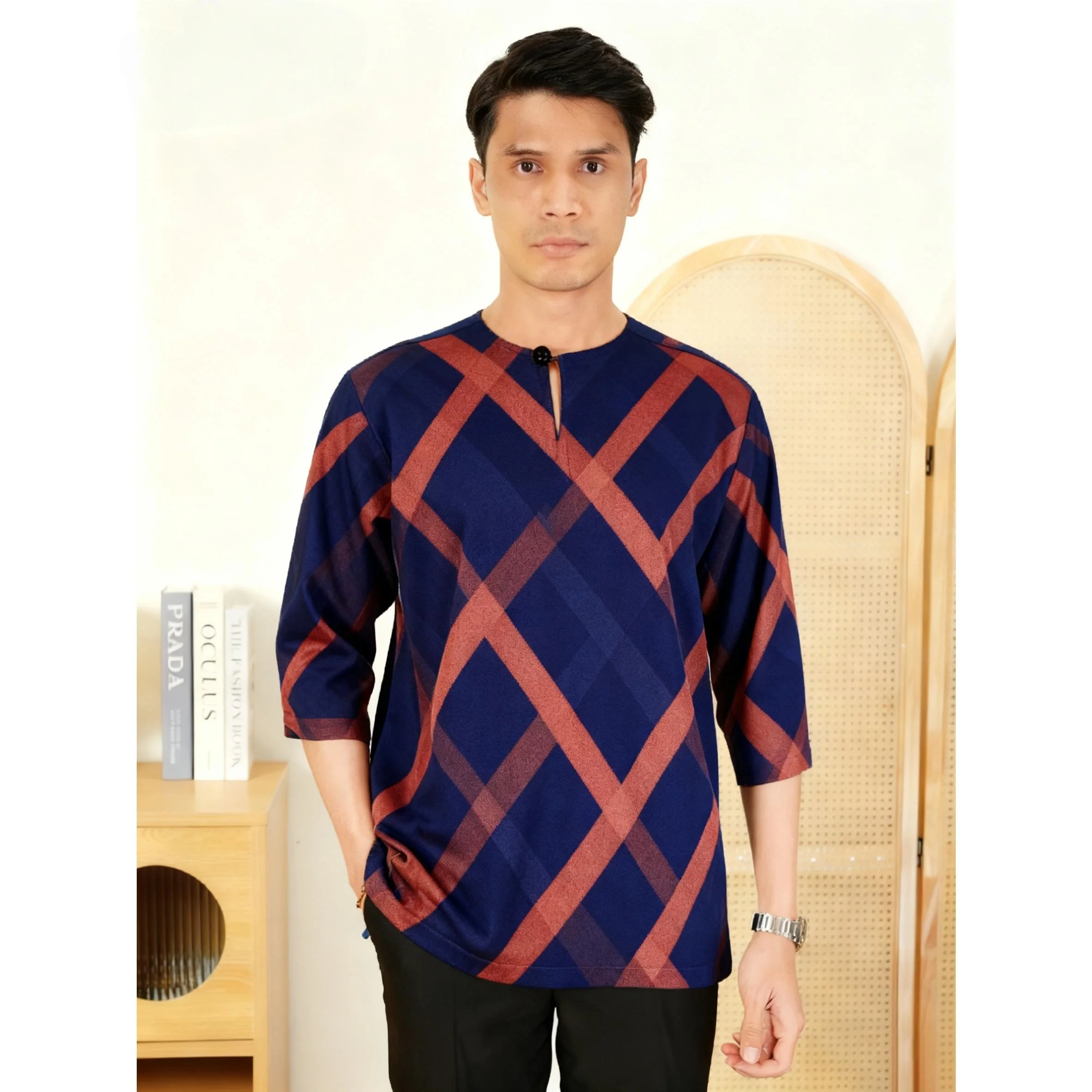 الرجال المسلمات الإسلامية العربية عباية قصيرة الأكمام تي شيرت العرقية طباعة الوقوف طوق الشباب معطف فاخر ملابس عصرية غير رسمية