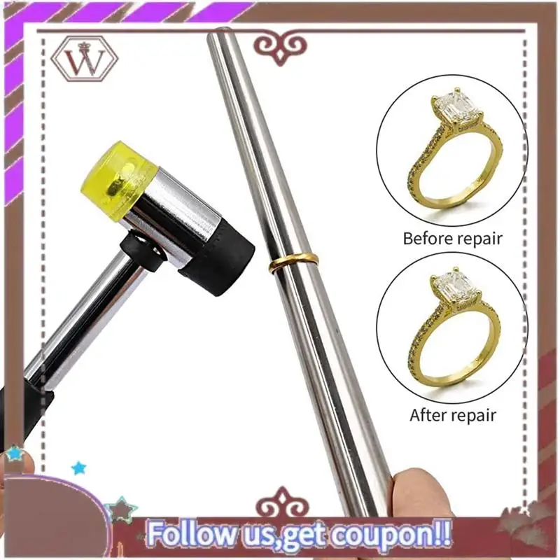 

(New)-Ring Size Tool, Metal Mandrel Measuring Rod Ring Mandrel Aluminum With Finger Sizing Steel Ring