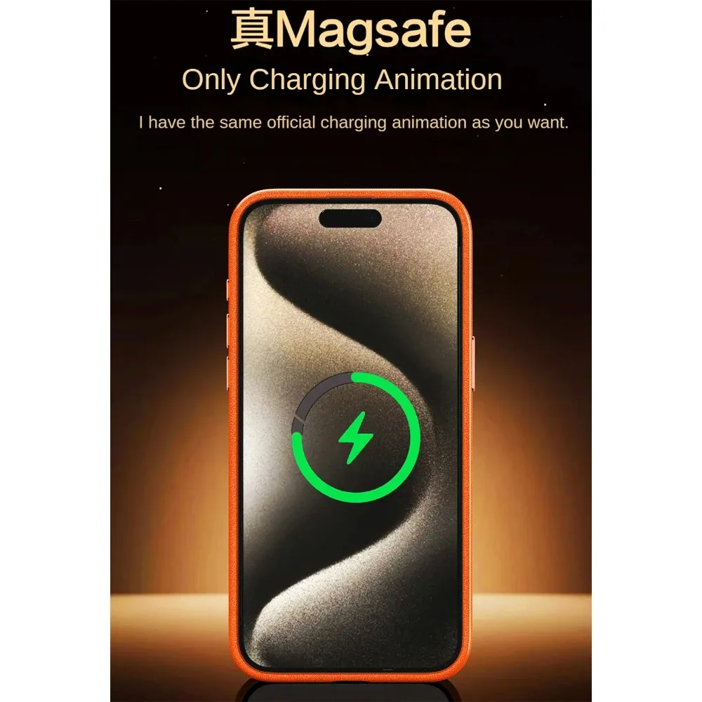 

Skin-Friendly Matte Luxury Leather For Magsafe IPhone 16 15 14 13 12 Pro Max Plus Magnetic Wireless Charging Case With Animation