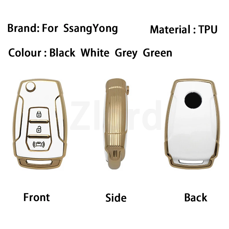 3 Buttons TPU Key Cover Shell for SsangYong Kyron 2 Sanka Actyon Korando Tivoli Car Key Cover Remote Key Case Keychain Protector