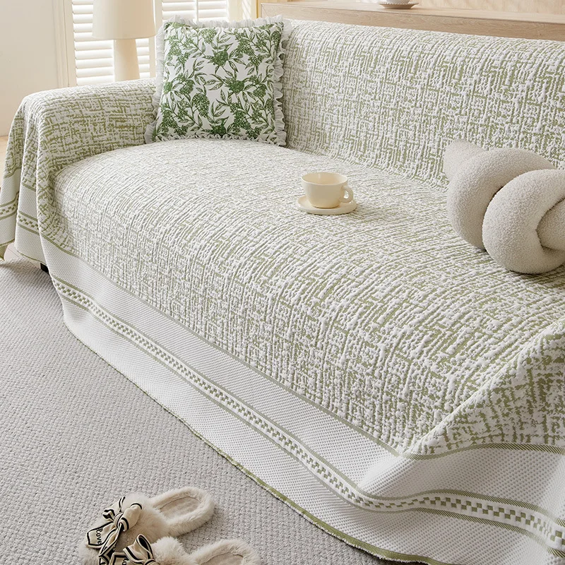 Cm Wide Cooling Ice-Silk Sofa Cover Cloth Extra-Long Length Options In Stripe Or Solid Colors Sectional Surface Protection Home