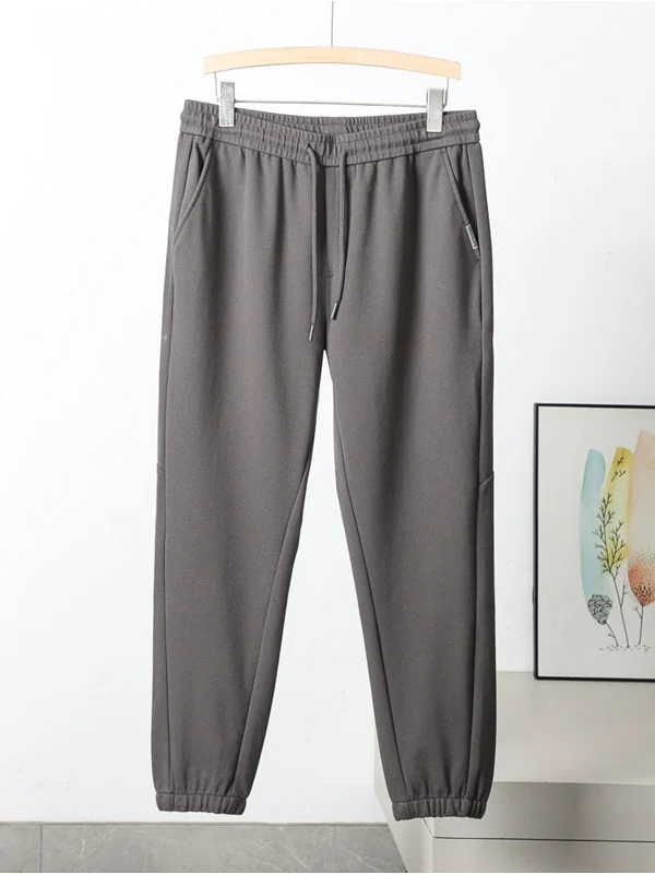 

Men's Casual Sports Pants Elastic Waist Breathable Loose Fit Autumn Winter Thiened Sle Knot Waist Polyester Cotton Blend