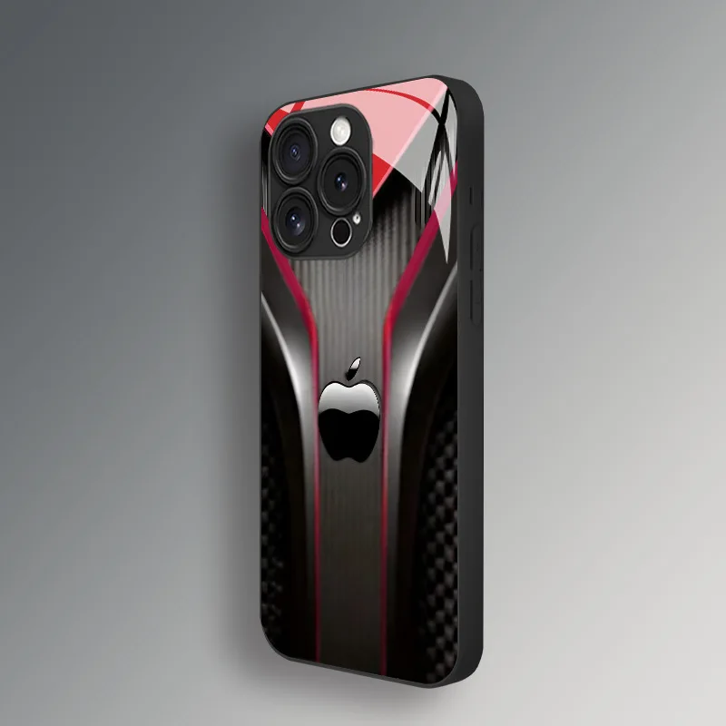 Black carbon fiber tempered phone case suitable for iPhone 17 16 15 14 13 12 11 Pro/Max/Plus anti drop and shockproof back cover - view 4