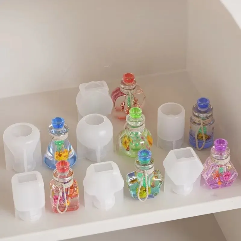 

Snasan Small Bottle Silicone Mold for Resin Drip Glue DIY Wishing Bottle Lovely Flowing Sand Making Mould Craft Tool