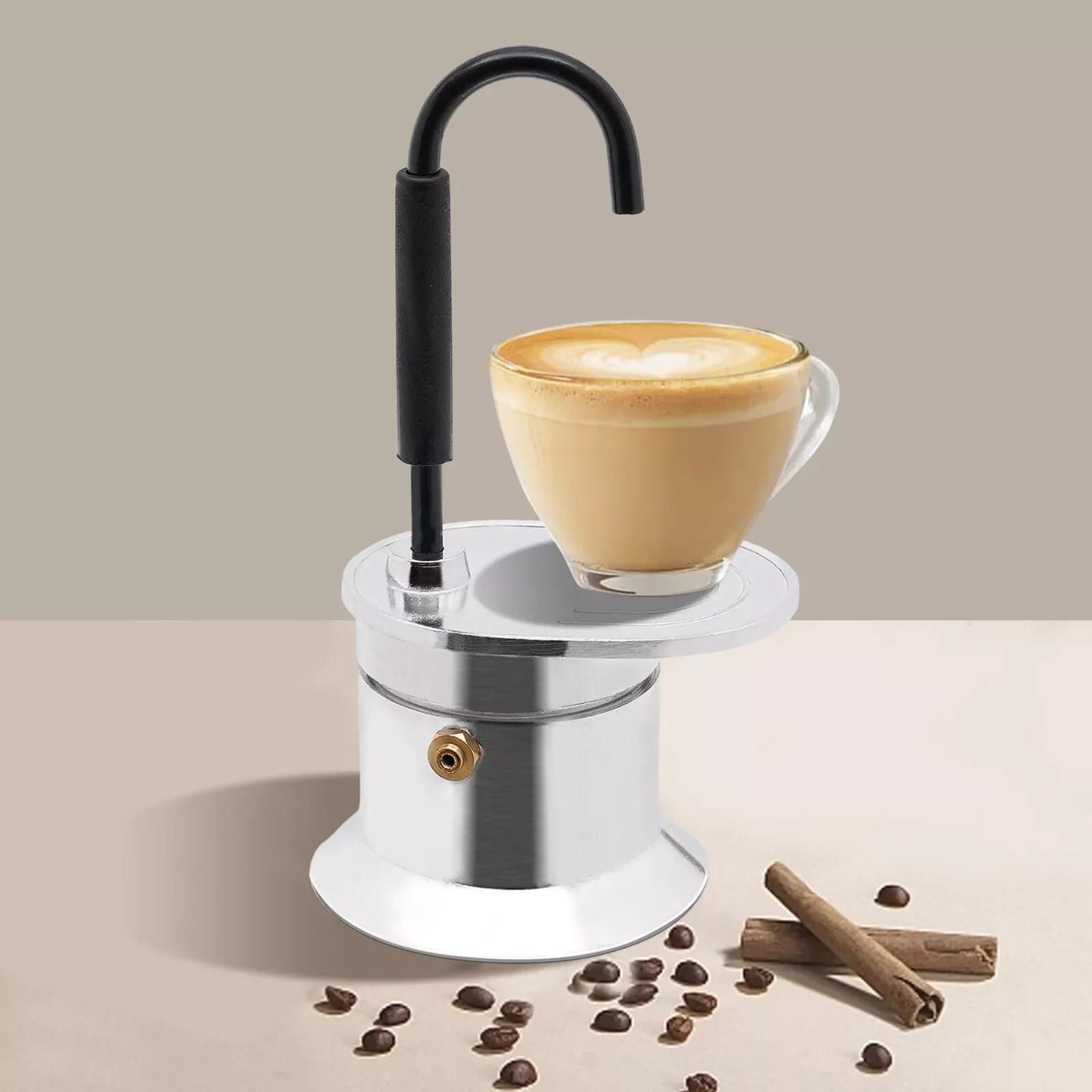 Mini Espresso Maker Single Spout Stovetop Moka Pot Aluminum Alloy 1 Cup 50ML Italian Coffee Maker Outdoor Camping Party Home Use