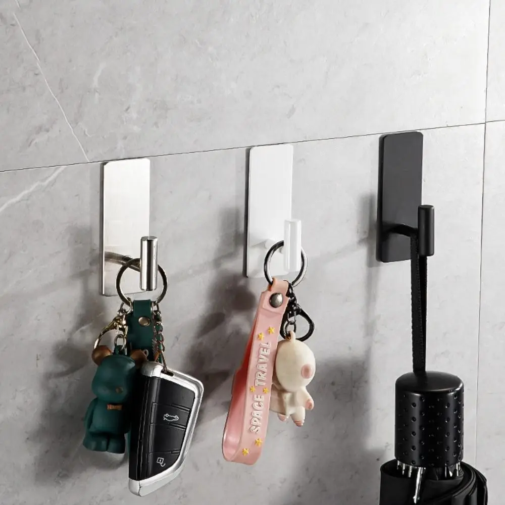 

Heavy Duty Wall-Mounted Towel Hooks Self-Adhesive Stainless Steel Sticky Holder No Trace Waterproof Closet Stick Kitchen