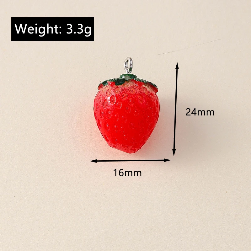 Leslie 10 Stück Niedliche 3D-Erdbeer-Charms aus Harz für Ohrringe, Kürbis-, Apfel-, Mango-, Trauben-, Orangen- und Wassermelonen-Charms und Anhänger – Detail 2