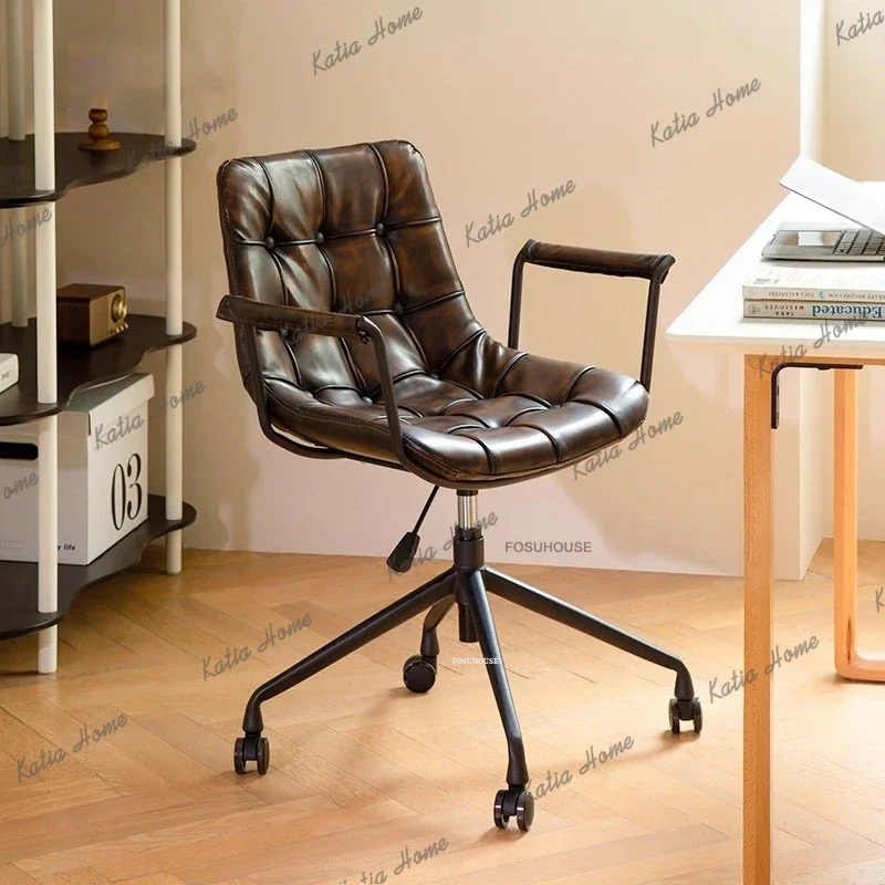 Sillas de oficina LSAmerican, silla ergonómica para videojuegos, muebles de oficina modernos, sillón para ordenador de uso doméstico, silla giratoria con respaldo retro y función de elevación.