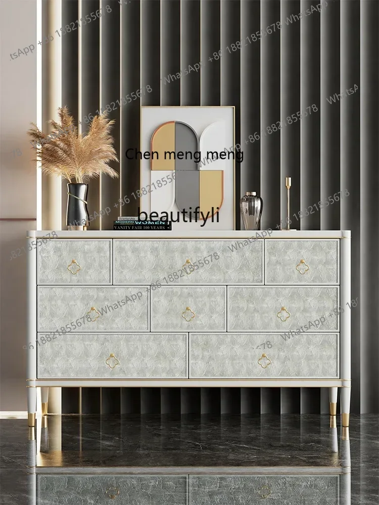 X Simple light luxury living room entrance partition cabinet shell decoration white solid wood American dining room side cabinet