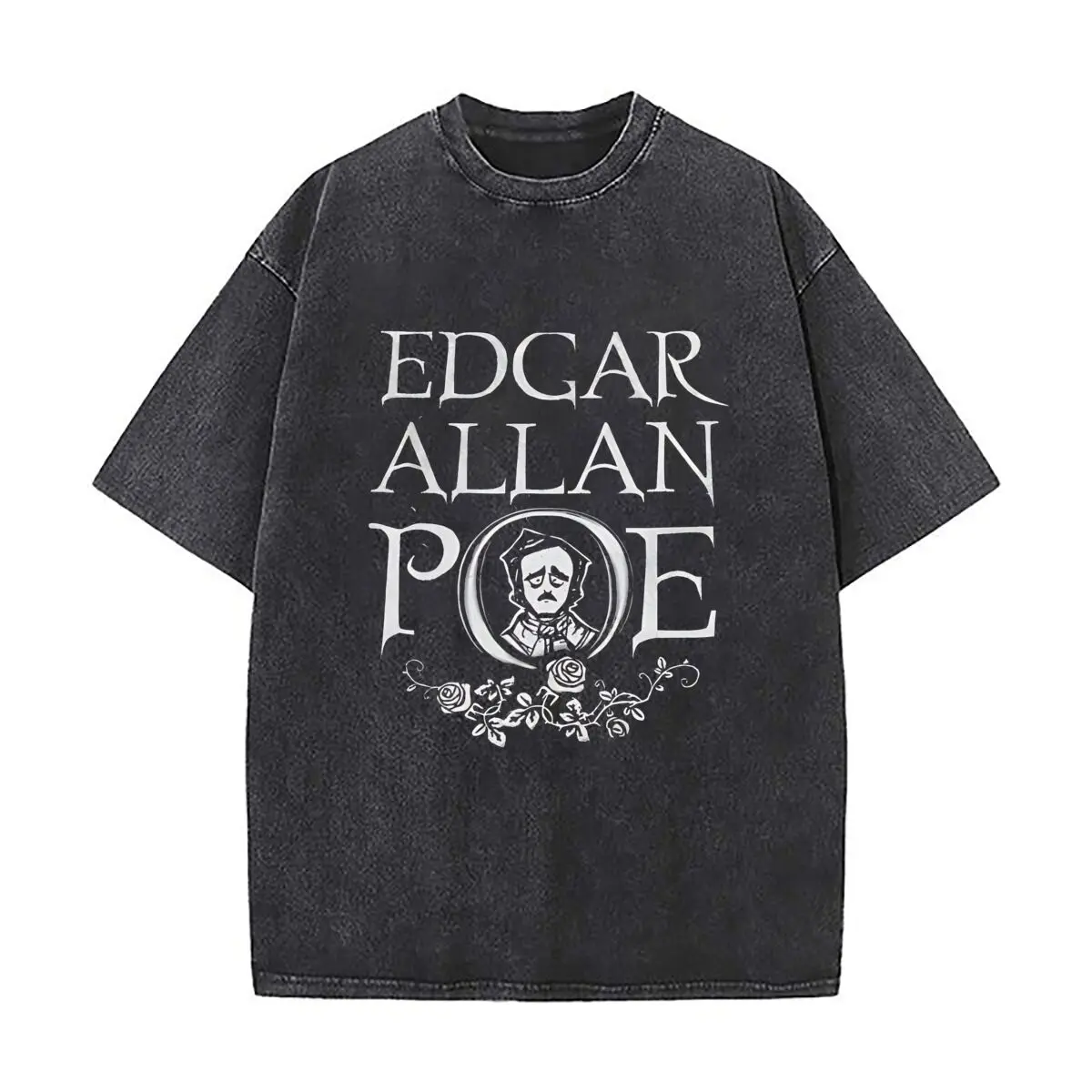 Edgar Allan Poe Poe trait Version 3 Beach 2025 Washed Vintage T-Shirts Street Hip Hop Retro Punk T Shirt