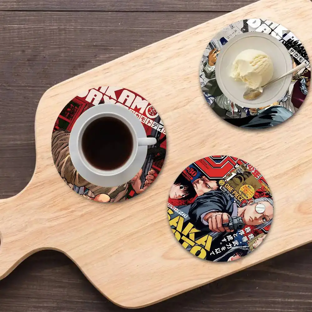 S-SAKAMOTO DAYS Popular Japanese anime Themed Wooden Coaster Non-Slip Heat Resistant Dining Table Decoration Cafe Restaurant