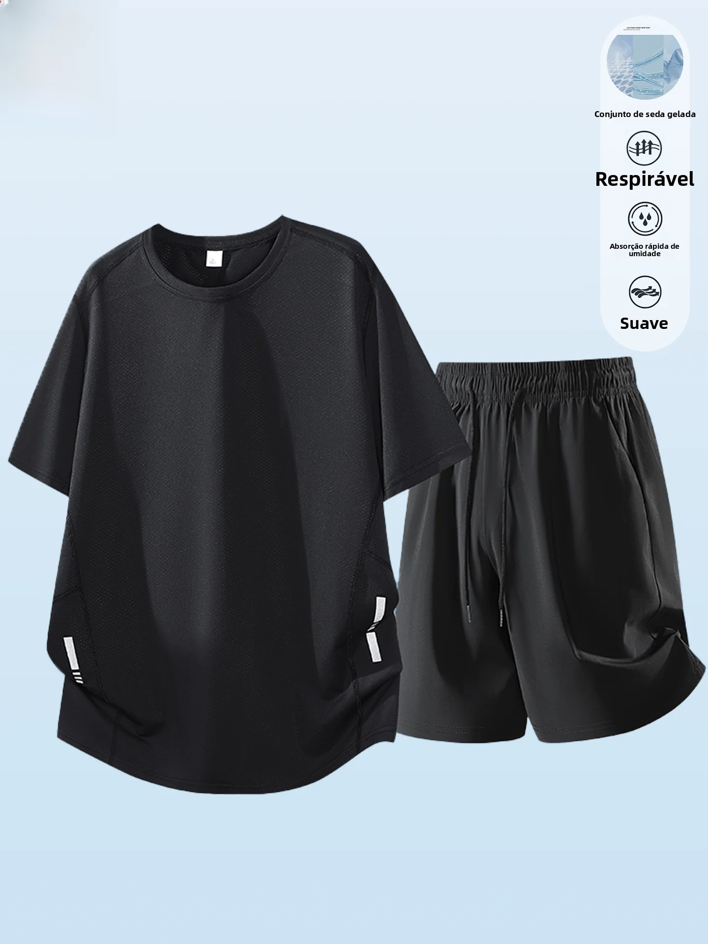 ensemble-de-vetements-de-sport-d'ete-pour-homme-romon-t-shirt-a-manches-courtes-en-soie-glacee-fine-a-sechage-rapide-short-ample-ensemble-deux-pieces-en-polyester-et-elasthanne
