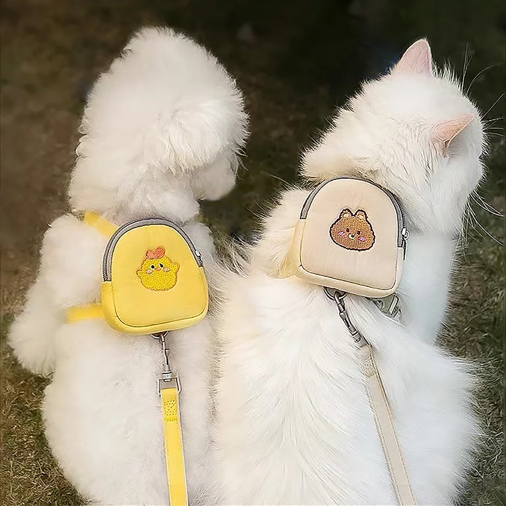 

Dog Harness with Leash Backpack for Dogs Cats Self Mini Carrier Pocket Saddle Puppy Bag Training Lead Straps for Pets Outdoor