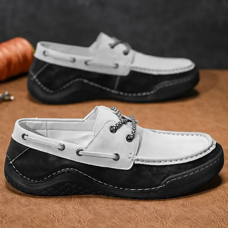 Sapatilhas antiderrapantes masculinas de conforto, sapatos de tendência casual, cabeça redonda, sapatos com renda, tamanho grande, leves, cores misturadas, primavera