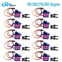 SG92R Micro Servo, 9g 4.8V-6V 90/180/270 Degree Angle Controllable, 360 Continuous Rotation for RC Cars (Pack of 10)